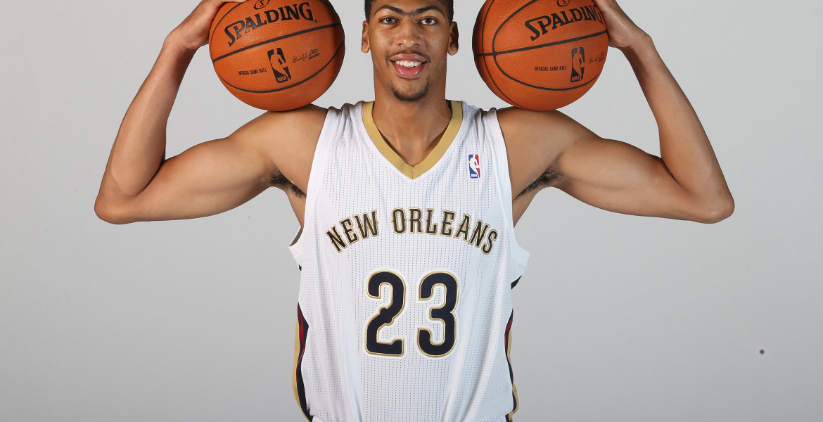 METAIRIE, LA - SEPTEMBER 30: Anthony Davis #23 of The New Orleans Pelicans poses for photos during NBA Media Day on September 30, 2013 at the New Orleans Pelicans practice facility in Metairie, Louisiana. NOTE TO USER: User expressly acknowledges and agrees that, by downloading and or using this Photograph, user is consenting to the terms and conditions of the Getty Images License Agreement. Mandatory Copyright Notice: Copyright 2013 NBAE (Photo by Layne Murdoch/NBAE via Getty Images)